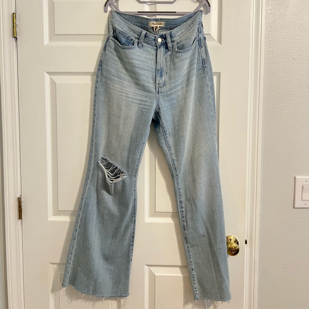 NWOT Madewell Baggy Flare Jeans in Luzon Wash: Knee-Slit Edition